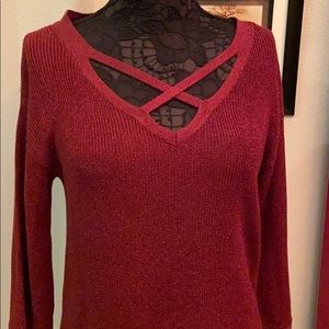 Westport 1962 Maroon sparkly sexy sweater